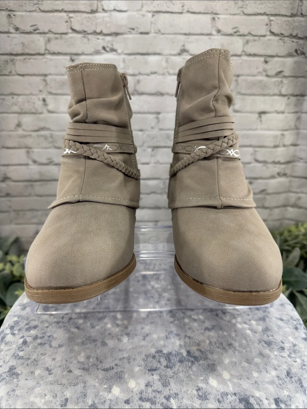 JELLY POP Kids “Harmony” Taupe Western Strappy Zip Boot Girls 4M 🤎 NWOT